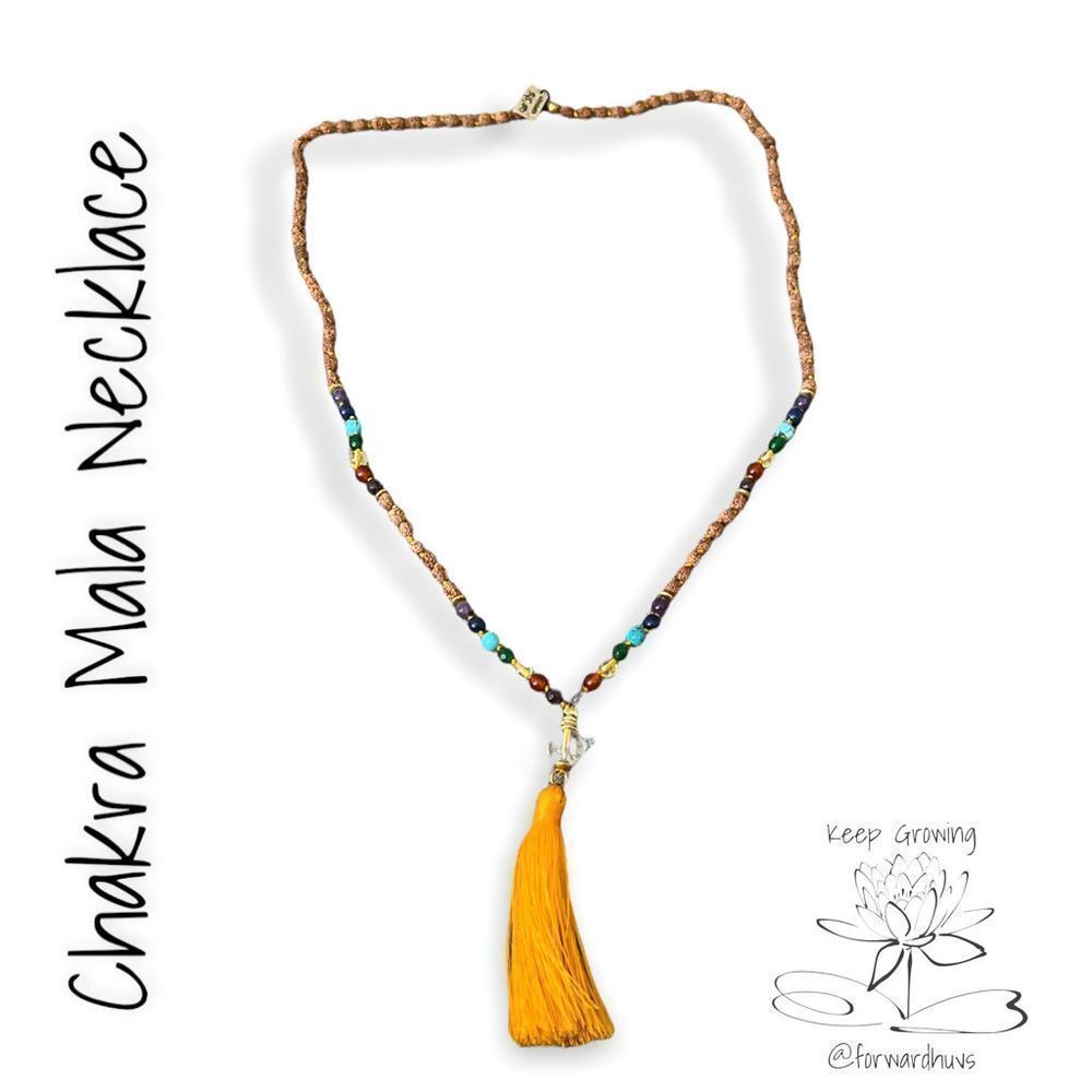 Chakra Mala 109 Bead Prayer Necklace With Rudraksha Beads & Semi Precious Stones